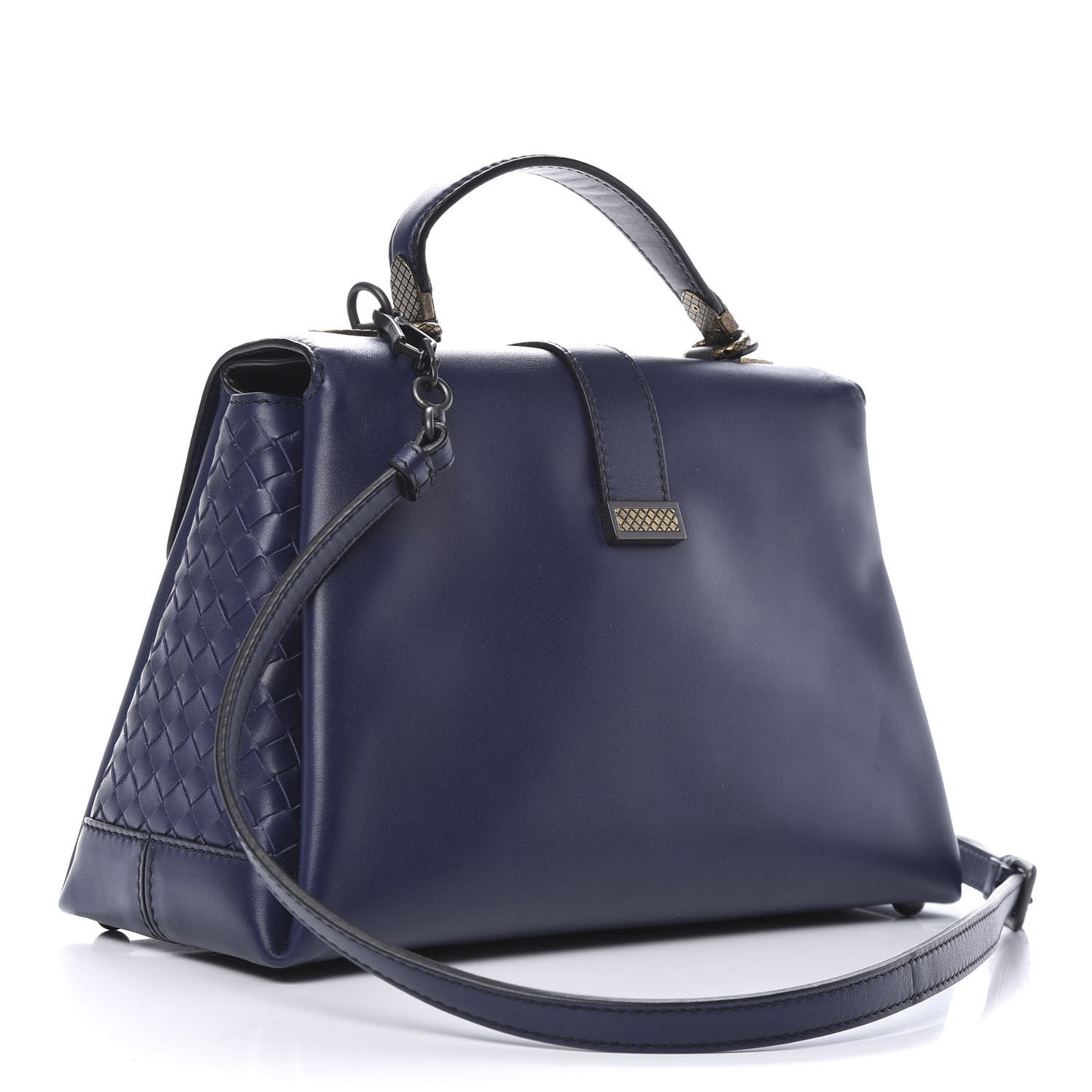 French Calfskin Medium Piazza Bag Atlantic