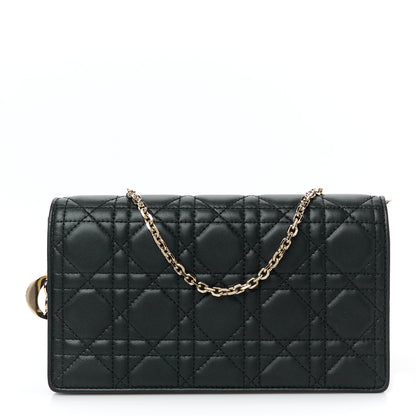Christian Dior Lambskin Cannage Lady Dior Chain Wallet Black 1 of 14