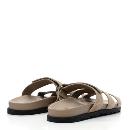 Hermes Suede Goatskin Chaine d'Ancre Womens Chypre Sandals 41 Beige Sable 4 of 9