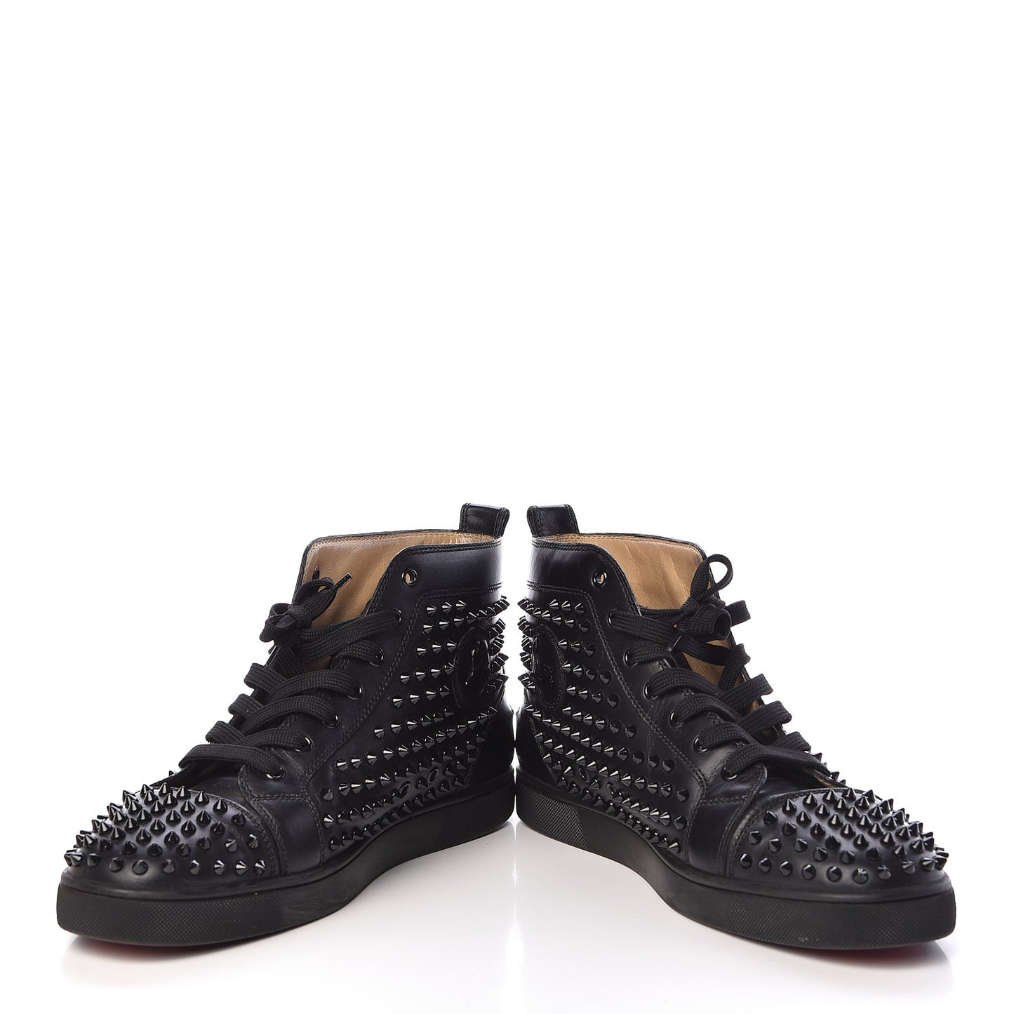 Calfskin Mens Louis Spikes Flat Sneakers 45 Black