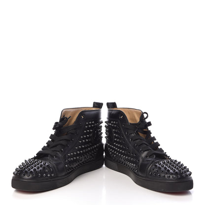 Christian Louboutin Calfskin Mens Louis Spikes Flat Sneakers 45 Black 5 of 13
