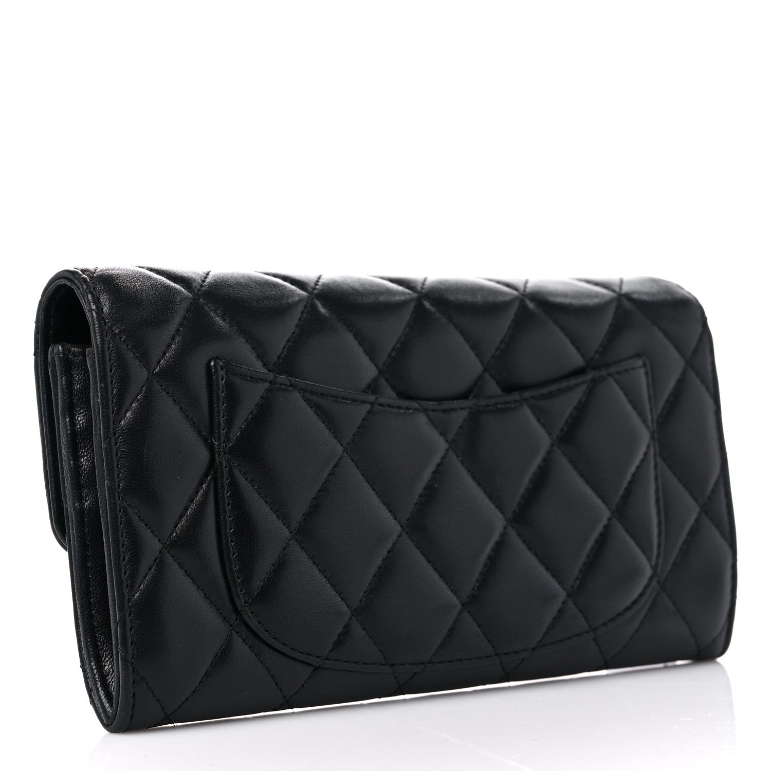 Chanel Lambskin Quilted Large Gusset Flap Wallet Black 3 of 12