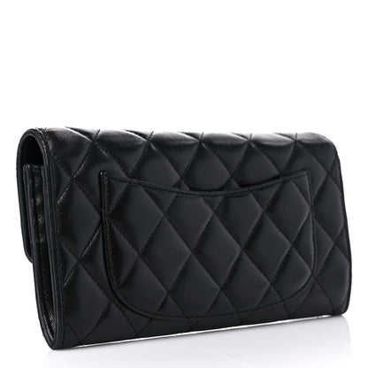 Chanel Lambskin Quilted Large Gusset Flap Wallet Black 3 of 12