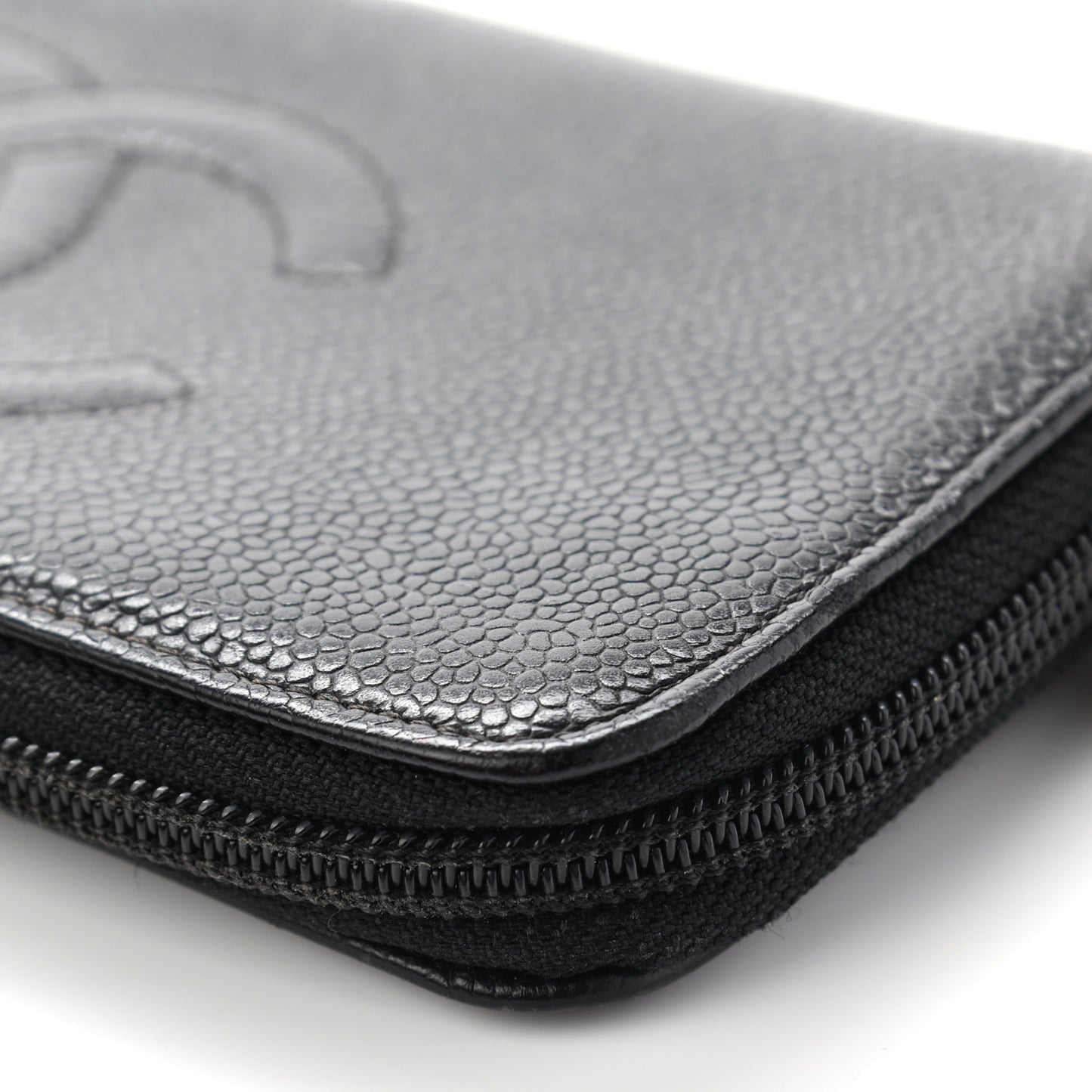 Caviar Large Timeless CC Zip Around Wallet Black