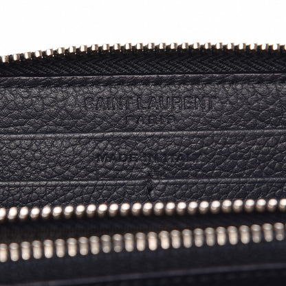 Saint Laurent Grained Calfskin Rive Gauche Zip Around Wallet Deep Marine 6 of 9