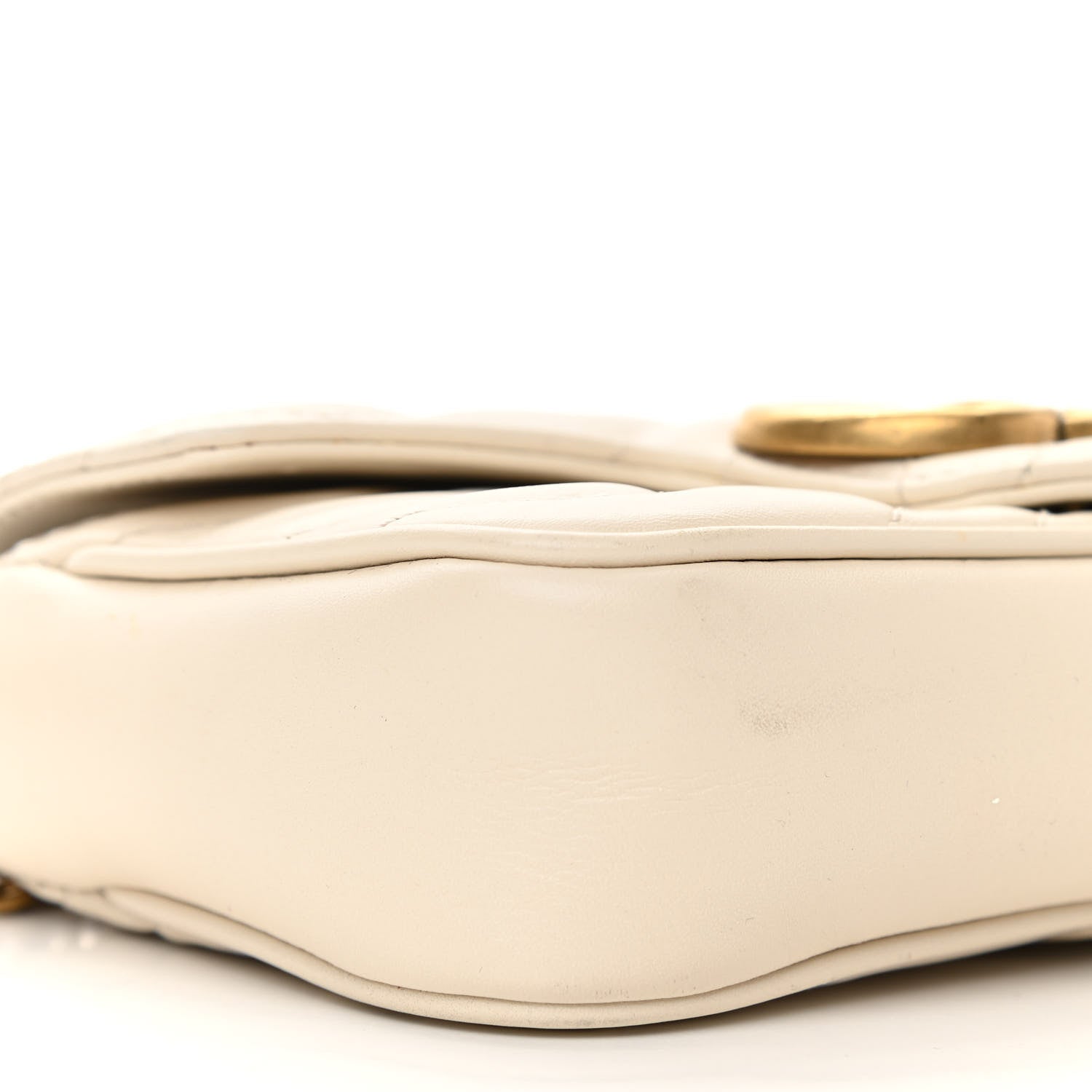 Gucci Calfskin Matelasse Super Mini GG Marmont Shoulder Bag White 9 of 10