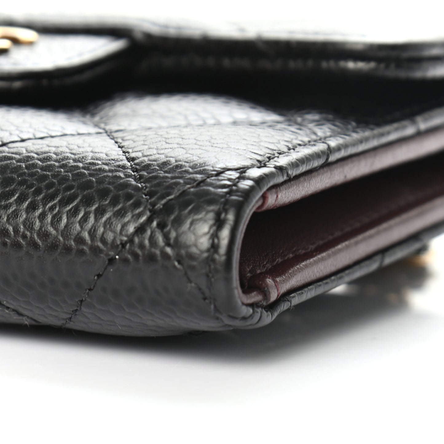 Caviar Quilted Compact Flap Wallet Black