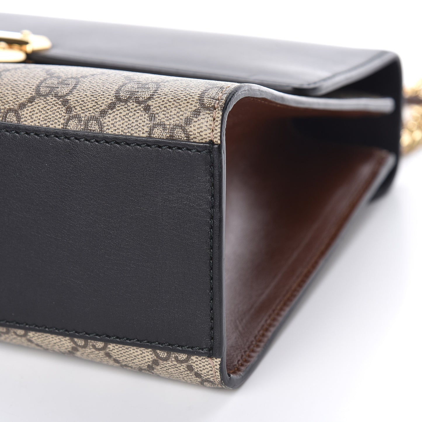 GG Supreme Monogram Calfskin Medium Padlock Shoulder Bag Beige Black Cuir