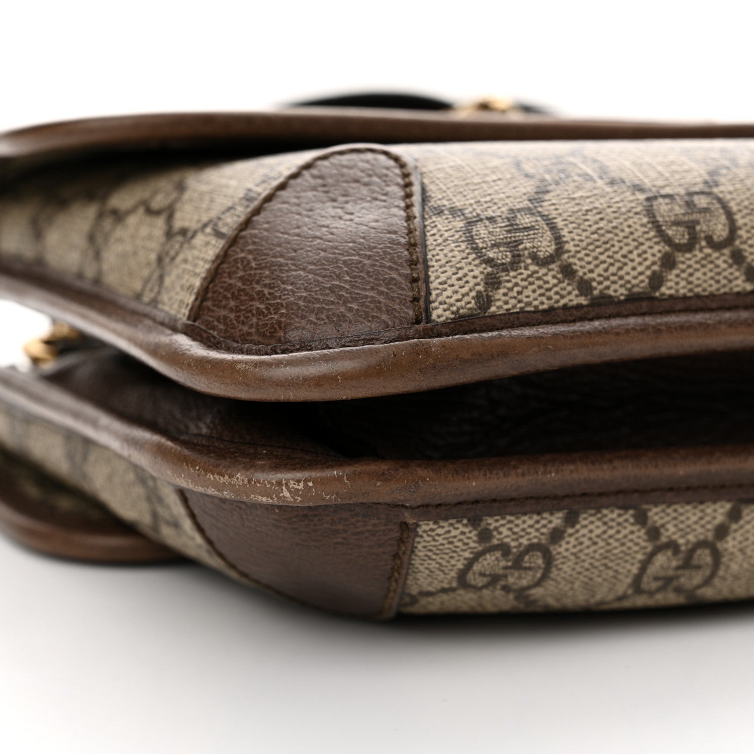 Gucci GG Supreme Monogram Web Small Neo Vintage Double Flap Messenger Bag Beige New Acero 9 of 14