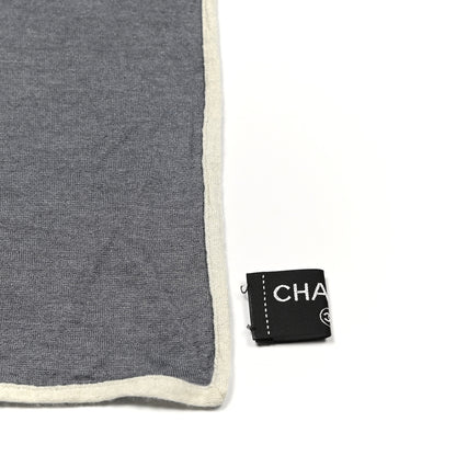Chanel Cashmere Silk CC Scarf Grey 4 of 4