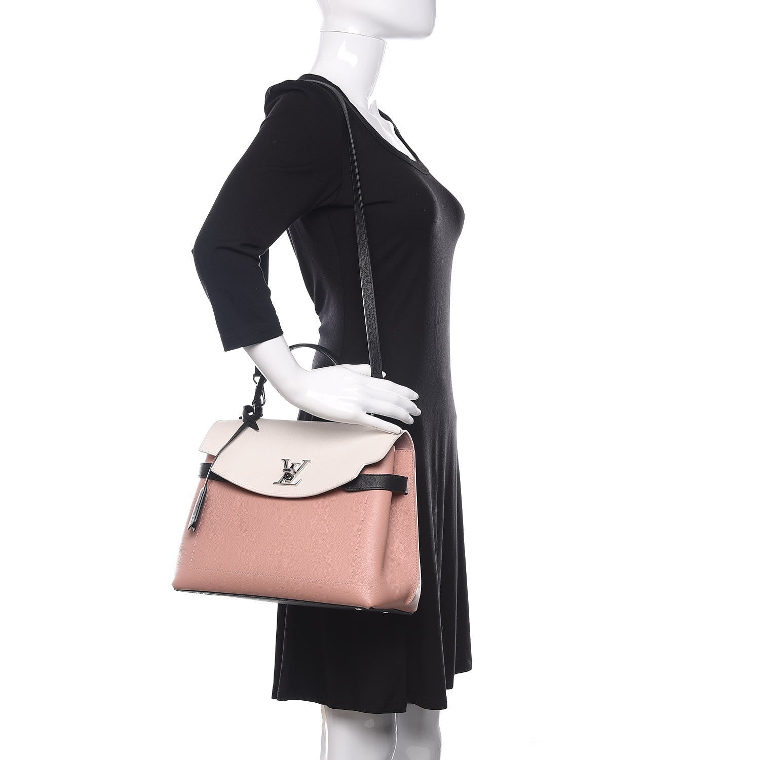 Louis Vuitton Soft Calfskin Lockme Ever Rose Ballet White Maito Black 2 of 8