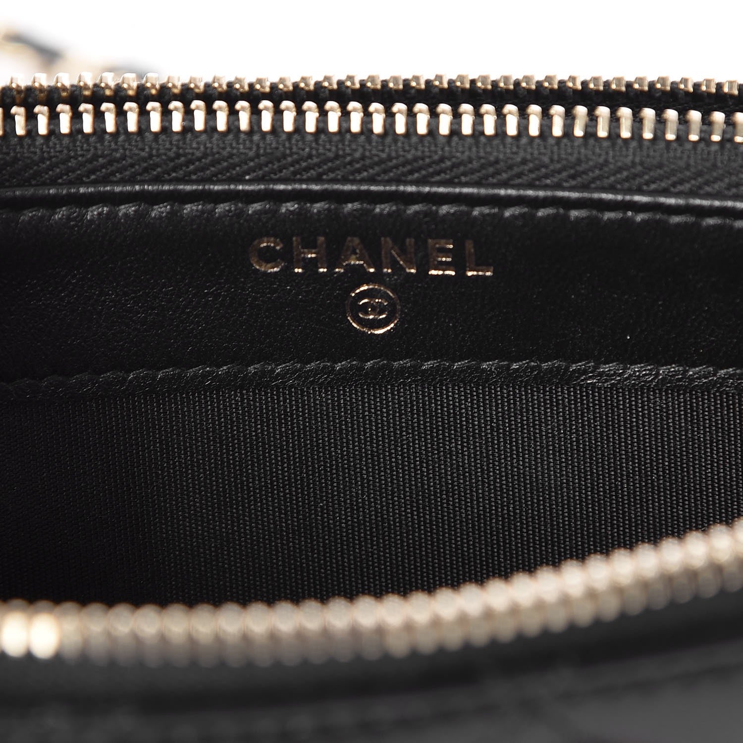 Chanel Metallic Lambskin Flat Quilted Clutch With Chain Black 6 of 9