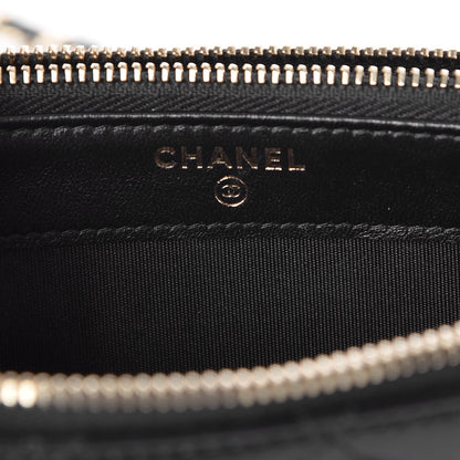 Chanel Metallic Lambskin Flat Quilted Clutch With Chain Black 6 of 9