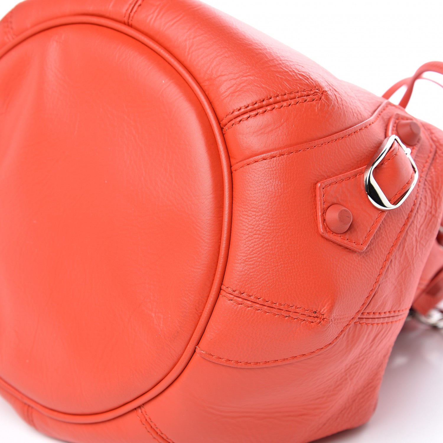 Balenciaga Matte Goatskin Rubber Covered Classic Hardware Mini Pompon Rouge Coquelicot Rouge Braise 9 of 13