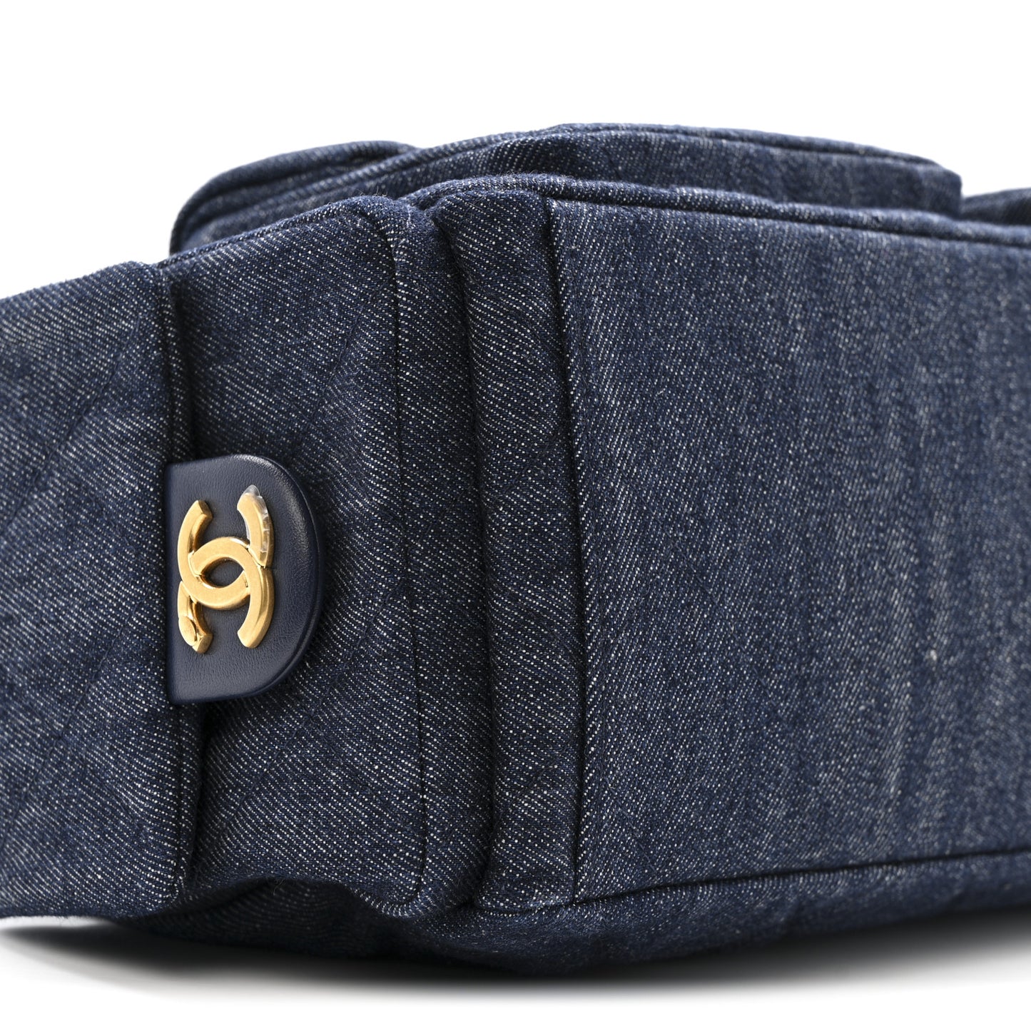 Washed Denim Quilted Maxi Trendy Pockets Hobo Dark Blue