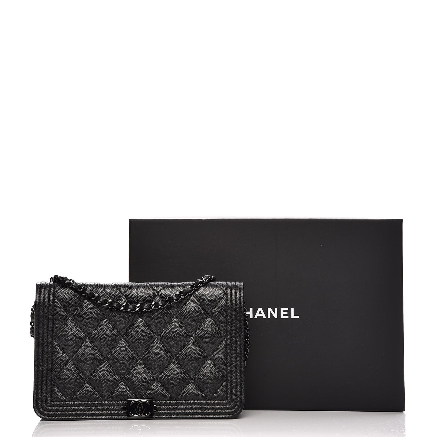 Caviar Quilted Boy Wallet On Chain WOC So Black