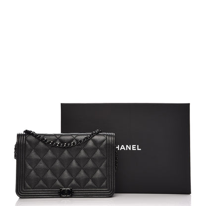 Chanel Caviar Quilted Boy Wallet On Chain WOC So Black 10 of 10