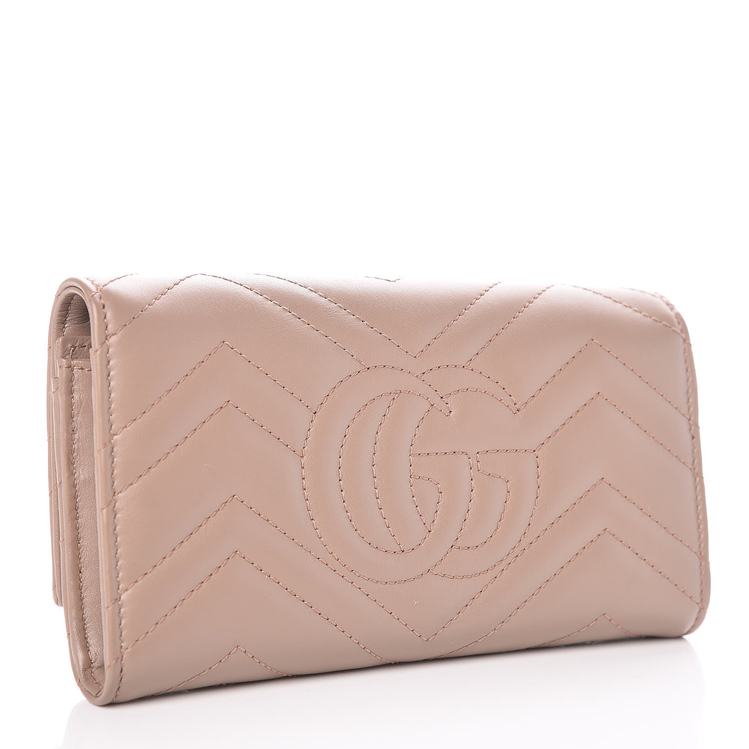 Gucci Calfskin Matelasse GG Marmont Continental Wallet Porcelain Rose 3 of 9