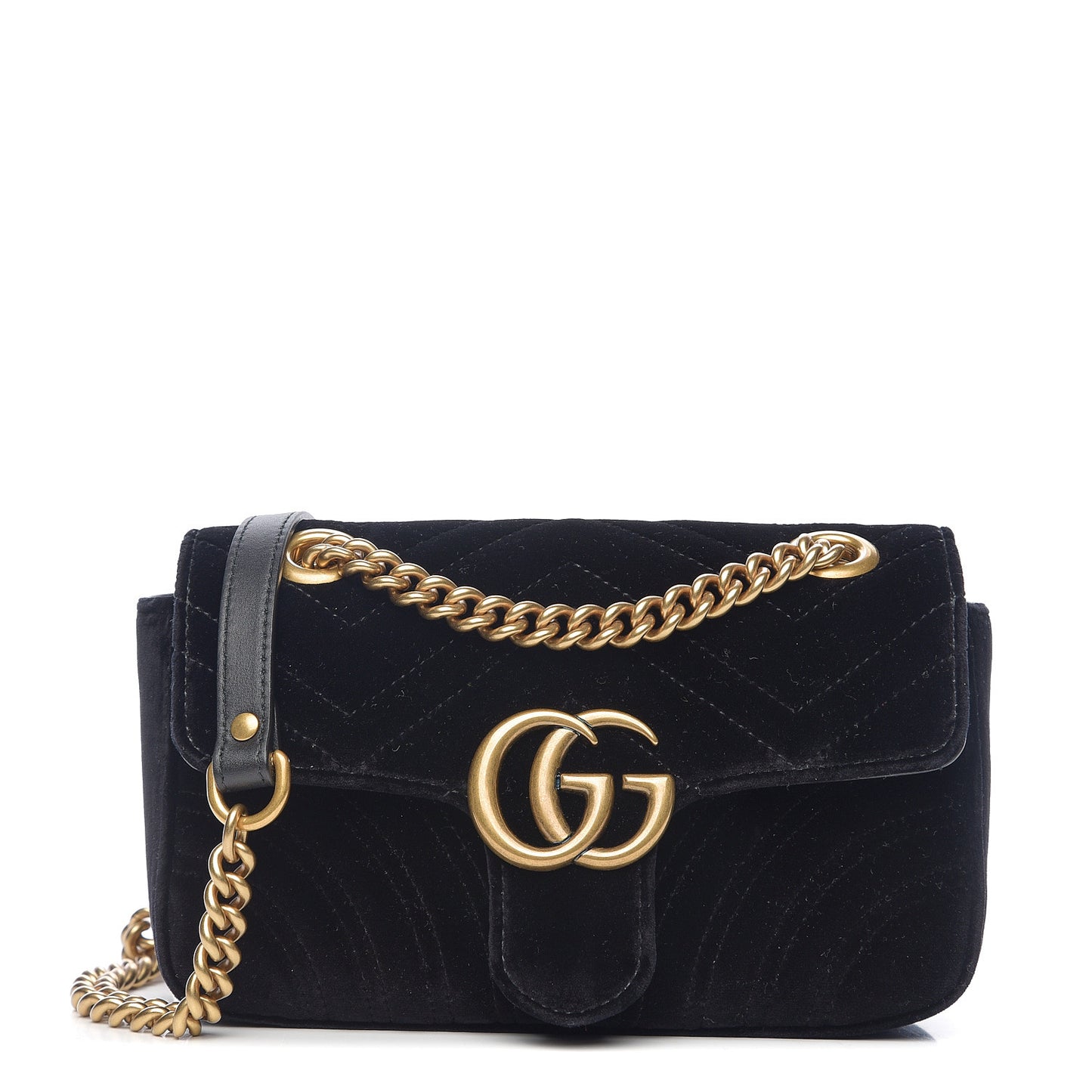 Velvet Matelasse Mini GG Marmont Shoulder Bag Black
