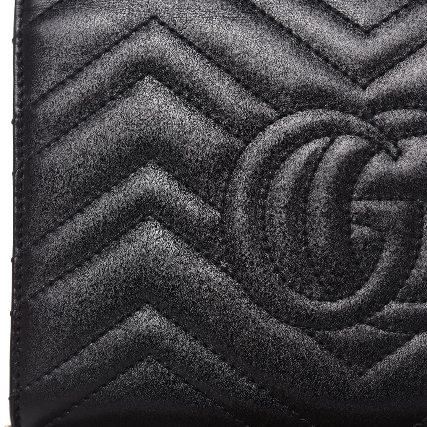 Calfskin Matelasse GG Marmont Chain Wallet Black