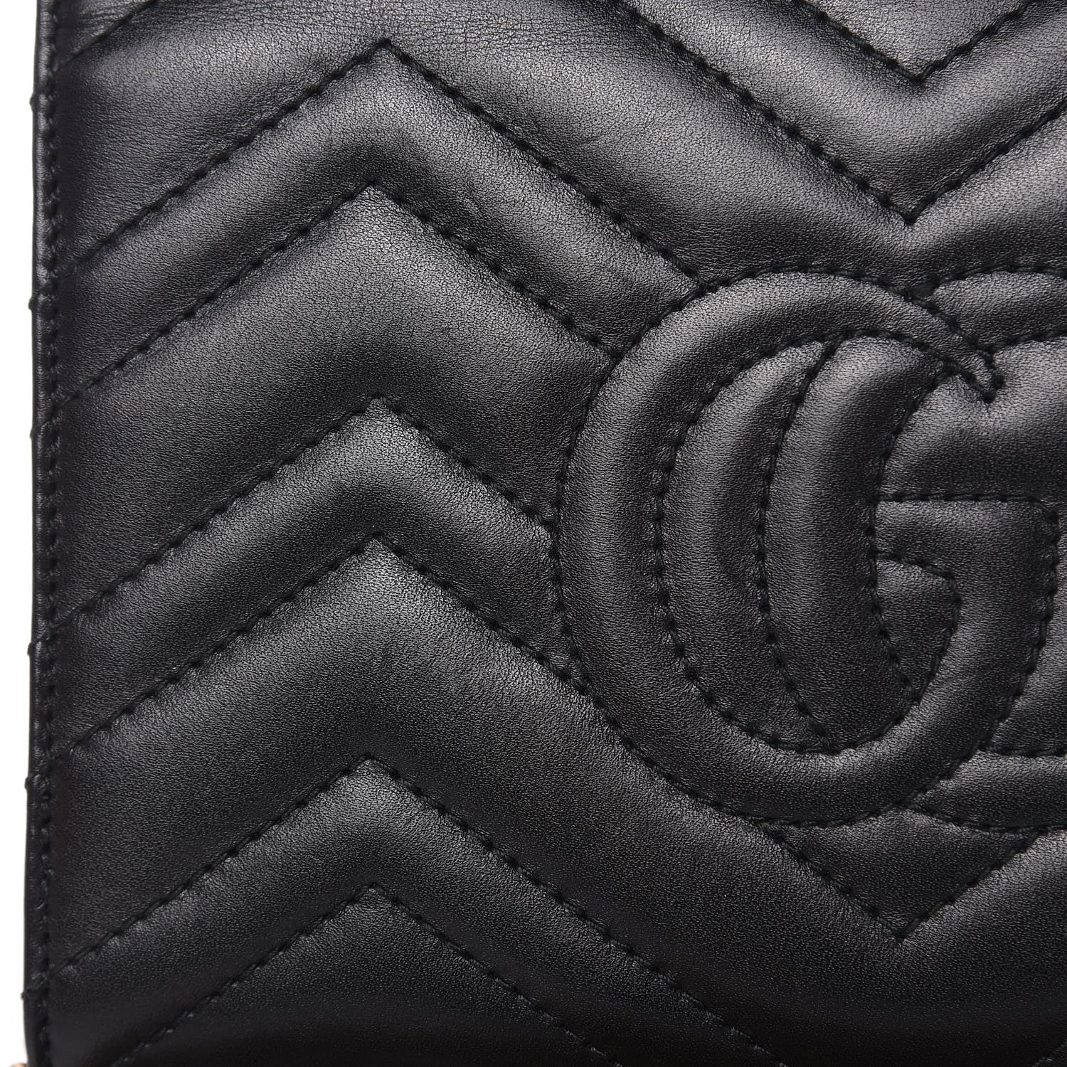 Gucci Calfskin Matelasse GG Marmont Chain Wallet Black 12 of 14