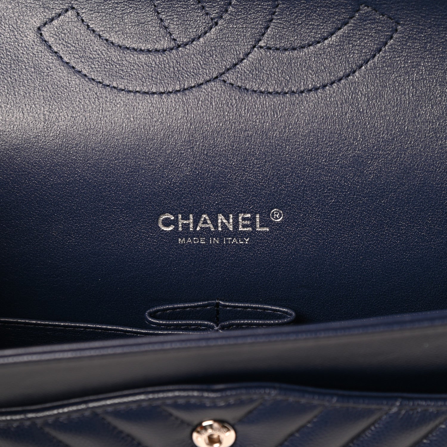 Chanel Caviar Chevron Quilted Maxi Double Flap Navy 6 of 10