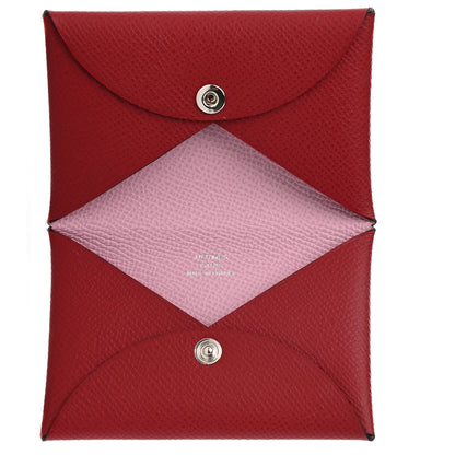 Hermes Epsom Verso Calvi Card Case Rouge Grenat Mauve Sylvestre 4 of 8