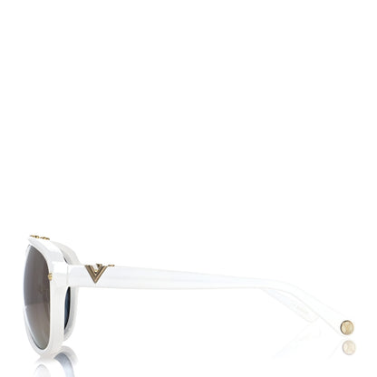 Louis Vuitton Acetate Aviator Serpico Studded Sunglasses Z2358W White 3 of 9