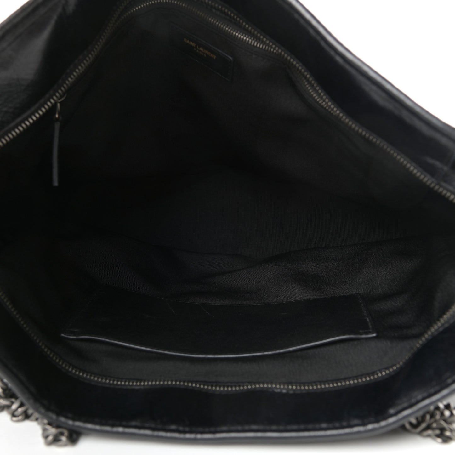 Crinkled Calfskin Matelasse Monogram Large Niki Shopping Tote Bag Black