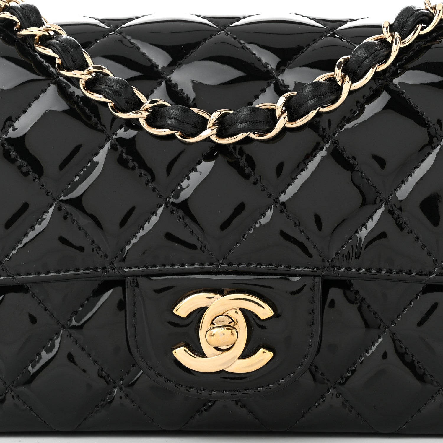 Chanel Patent Calfskin Quilted Mini Rectangular Flap Black 8 of 11