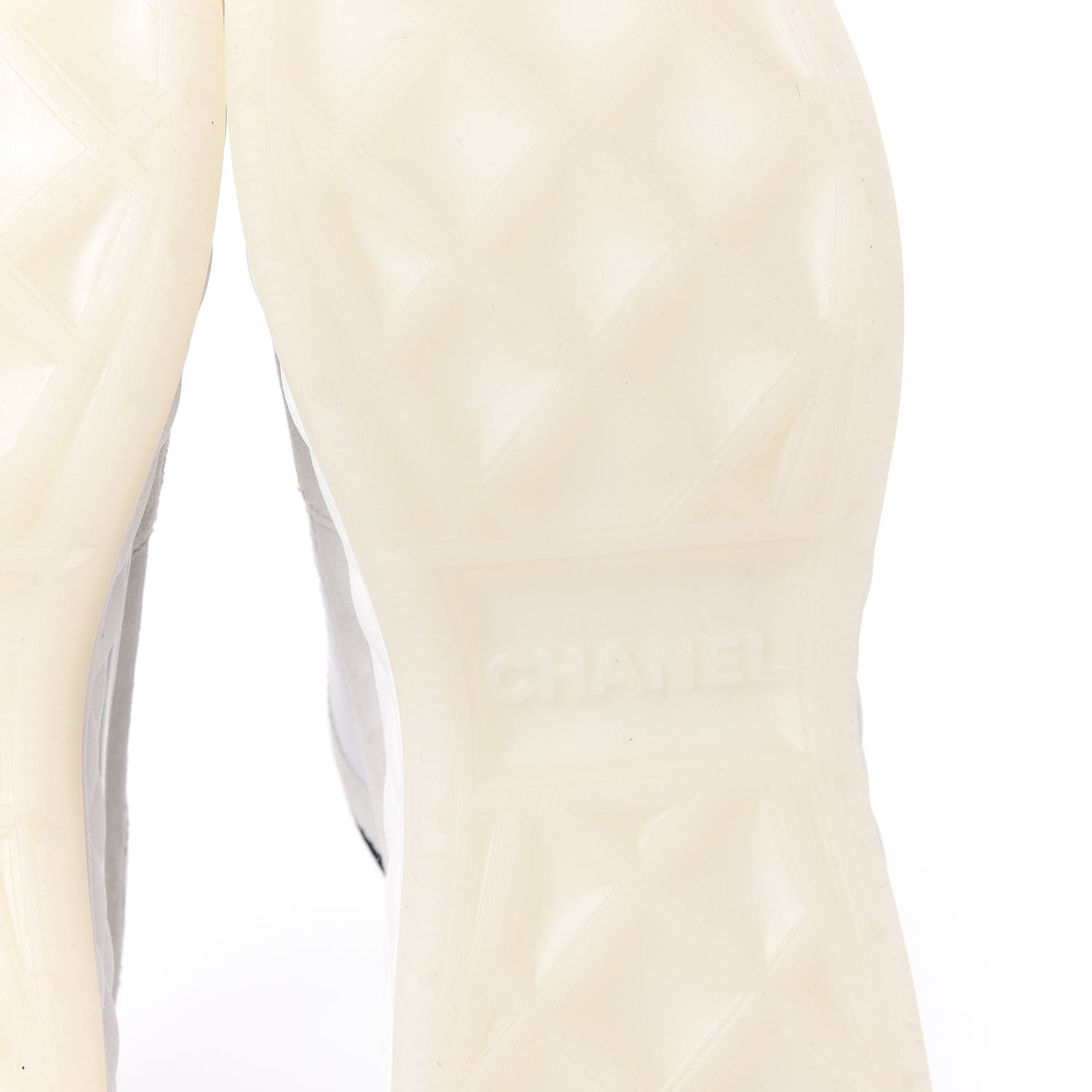 Chanel Nylon Calfskin Suede CC Sneakers 39 White Grey Yellow 8 of 10