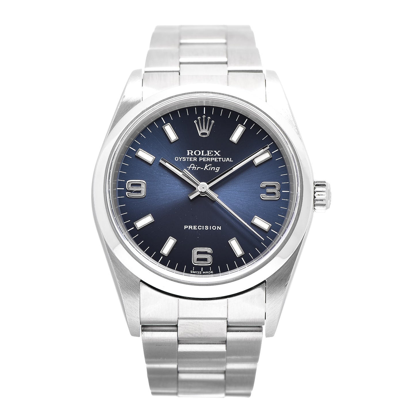 Stainless Steel 34mm Air-King Oyster Perpetual Precision Watch Blue 14000
