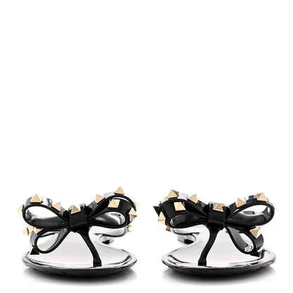 Valentino Garavani PVC Jelly Rockstud Bow Thong Sandals 35 Black 2 of 7