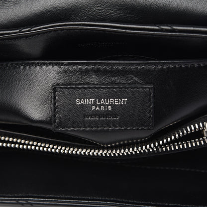 Saint Laurent Calfskin Y Quilted Studded Monogram Small Loulou Chain Satchel Black 7 of 10
