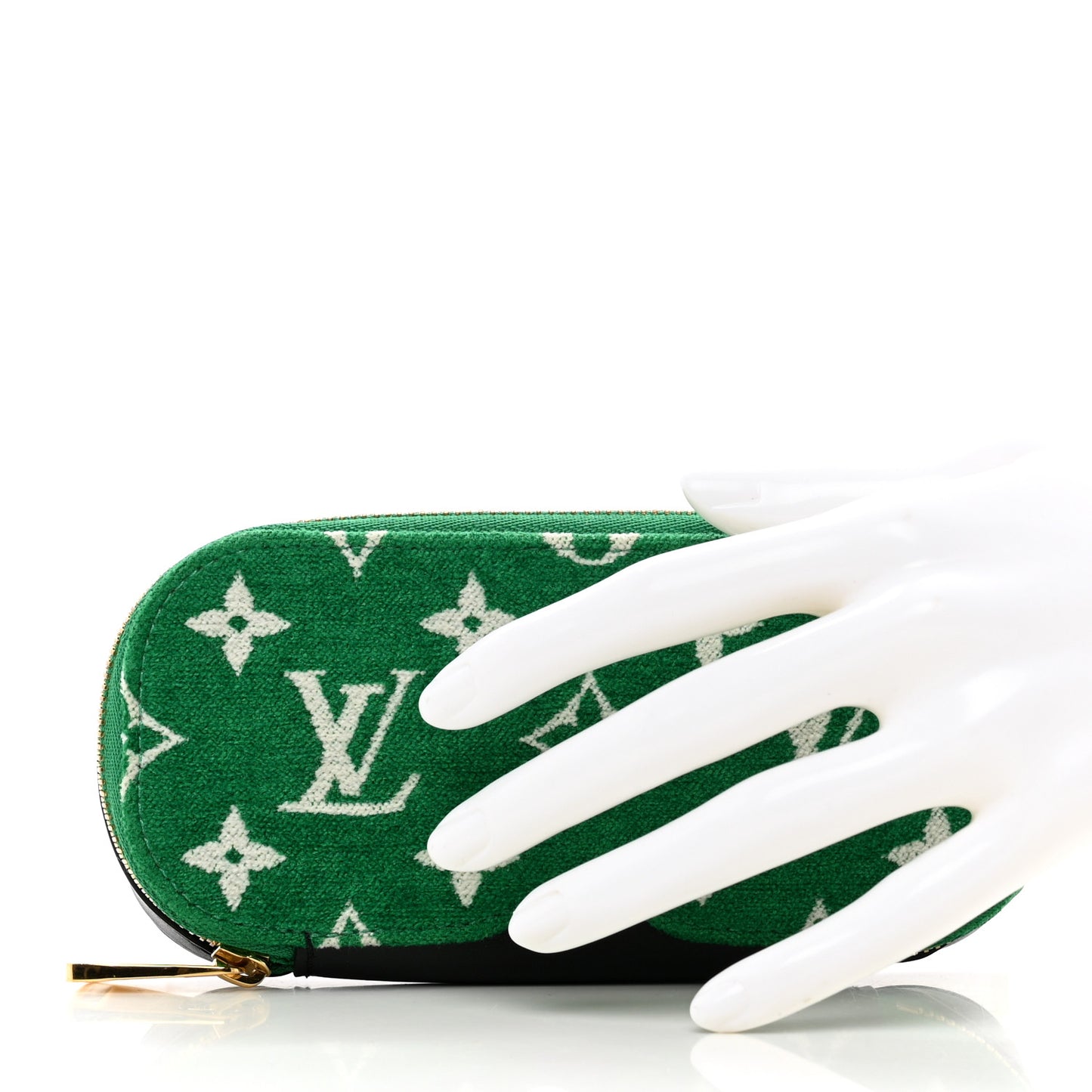 Jacquard Velvet Monogram LV Match Sunglasses Case GM Vert