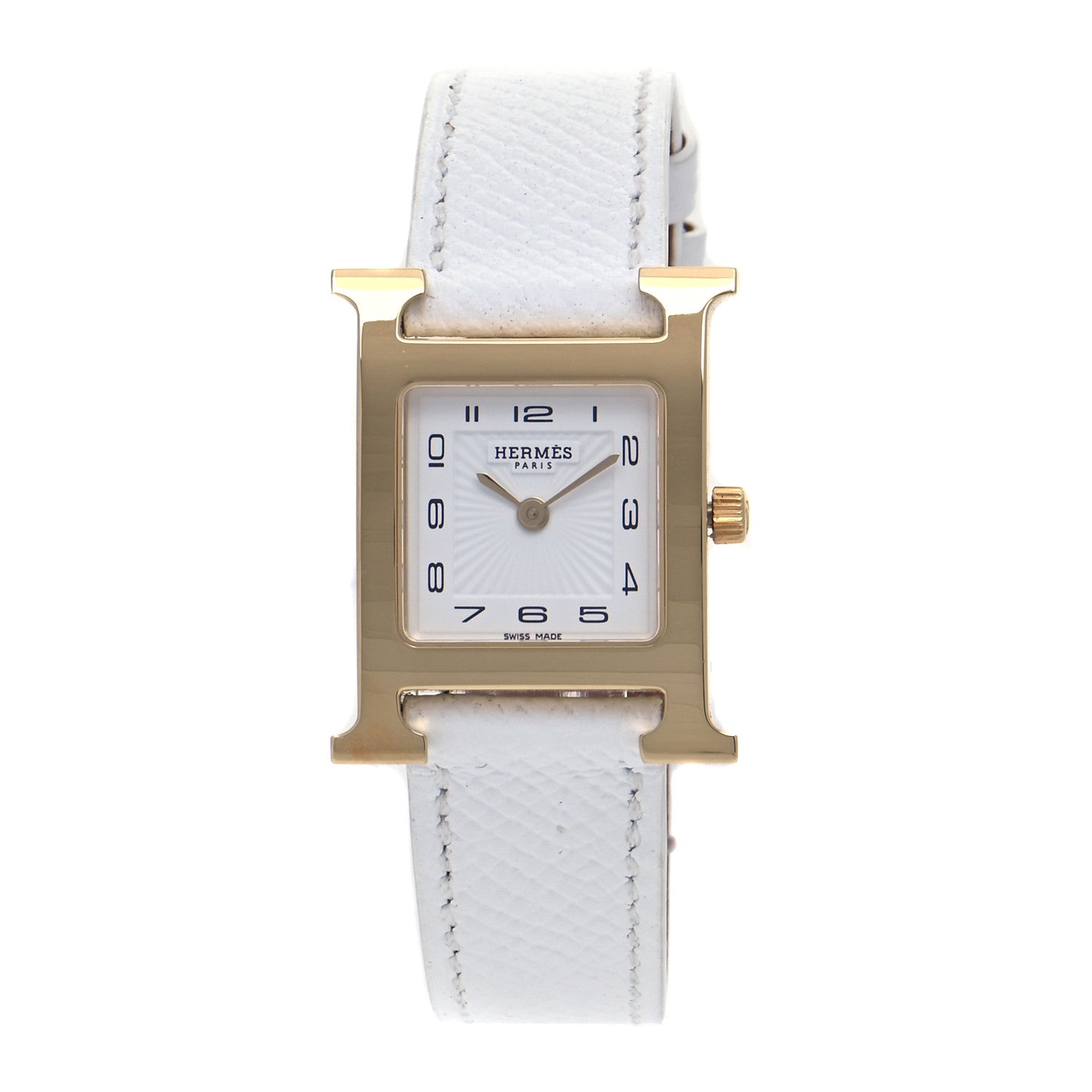Hermes Stainless Steel Epsom 21mm Heure H Hour Quartz Watch Blanc 1 of 7