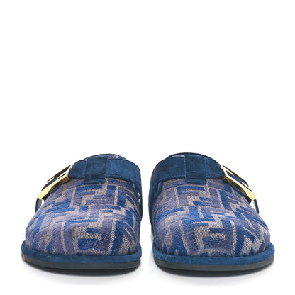 Fendi Velvet FF Fendi Feel Mules 36.5 Blue 2 of 8