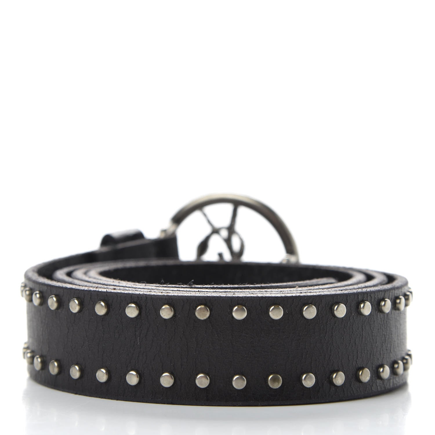 Saint Laurent Calfskin Studded Monogram Belt 85 34 Black 2 of 5