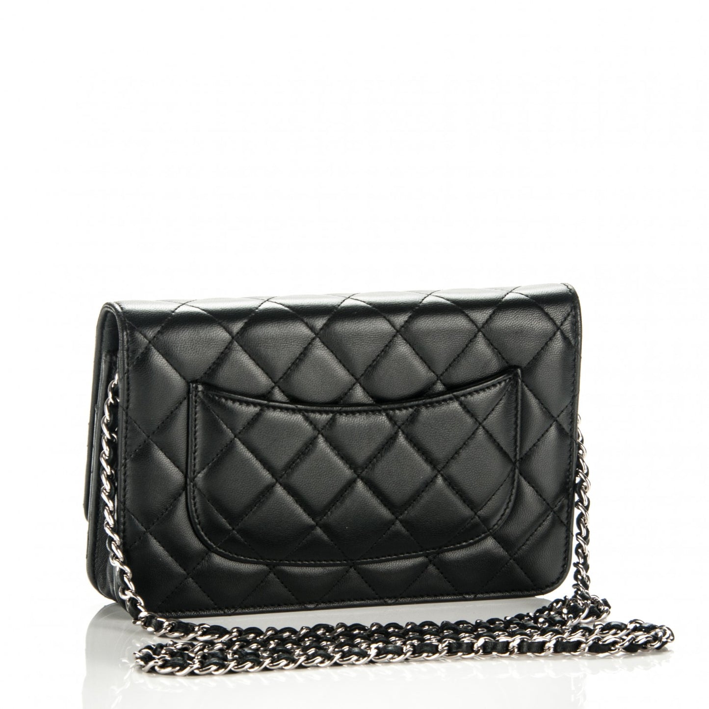 Lambskin Quilted Wallet On Chain WOC Black
