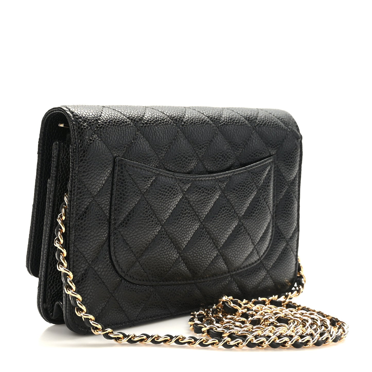 Caviar Quilted Wallet on Chain WOC Black