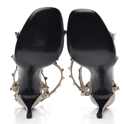 Valentino Garavani Metallic Nappa Rockstud Ankle Wrap 85mm Sandals 36 Sasso 5 of 10