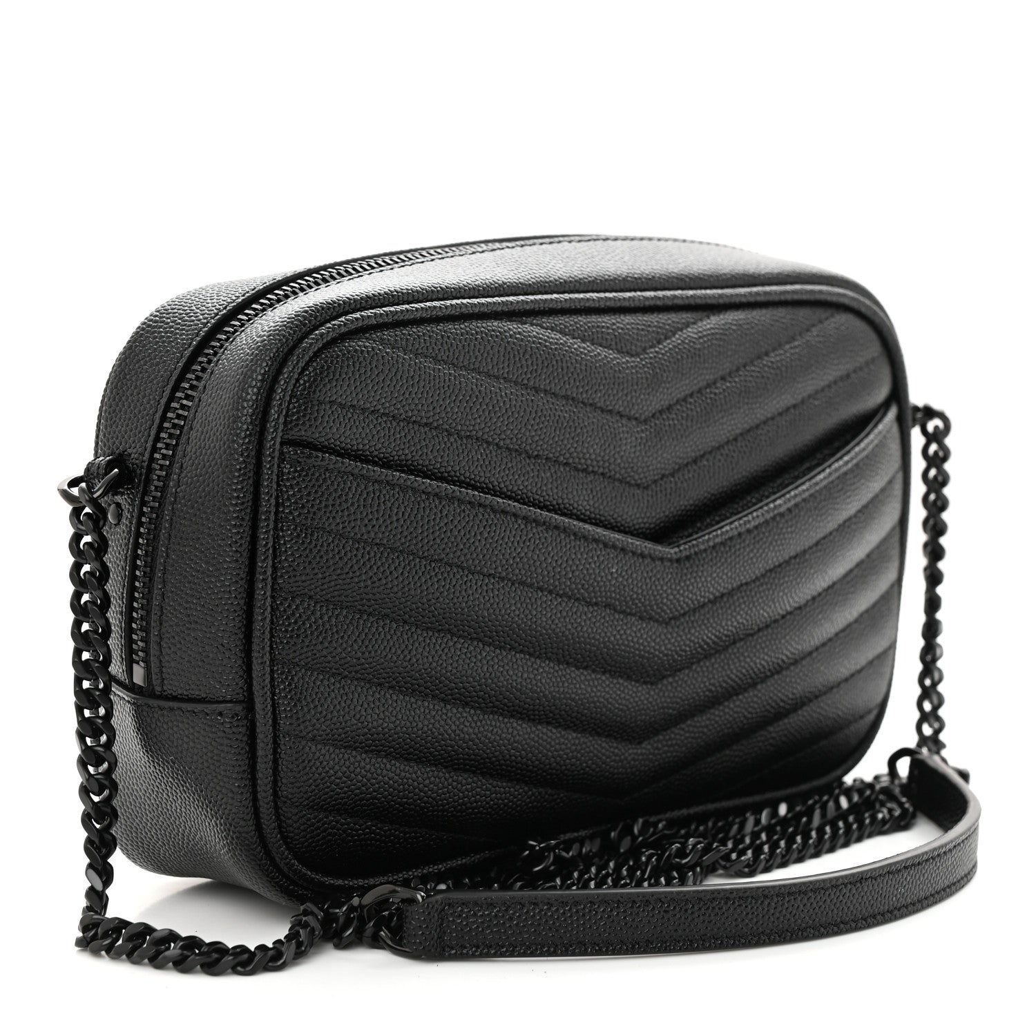 Saint Laurent Grain De Poudre Matelasse Monochrome Monogram Mini Lou Camera Bag Black 3 of 13
