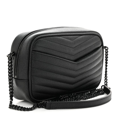 Saint Laurent Grain De Poudre Matelasse Monochrome Monogram Mini Lou Camera Bag Black 3 of 13