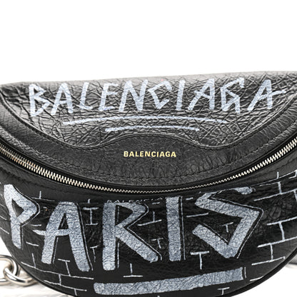 Balenciaga Agneau Arena Graffiti All Over XXS Souvenir Belt Bag Black White 10 of 10