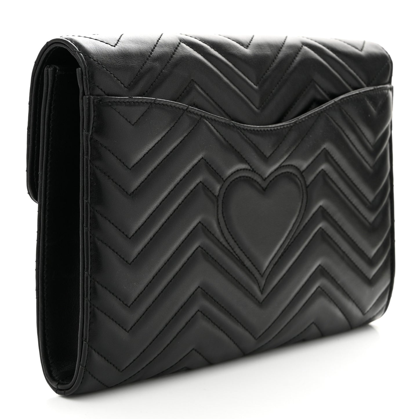 Calfskin Matelasse GG Marmont Clutch Black
