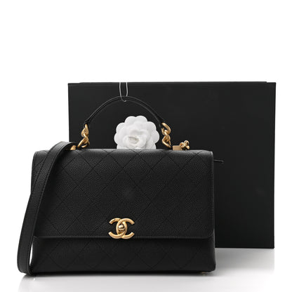 Chanel Caviar Diamond Stitched Small Top Handle Flap Black 11 of 11
