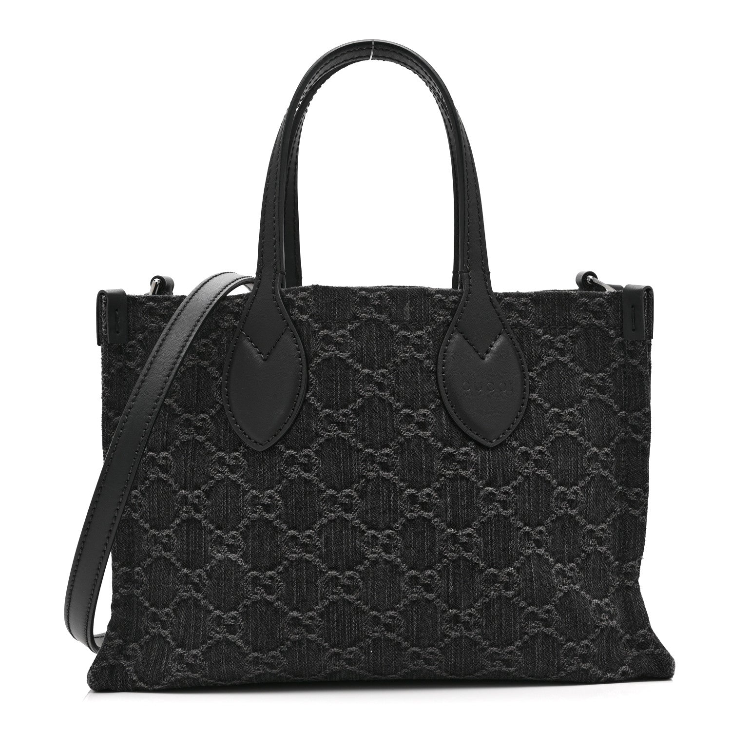 Gucci Denim Ophidia GG Monogram Tote Medium Black Grey 1 of 12