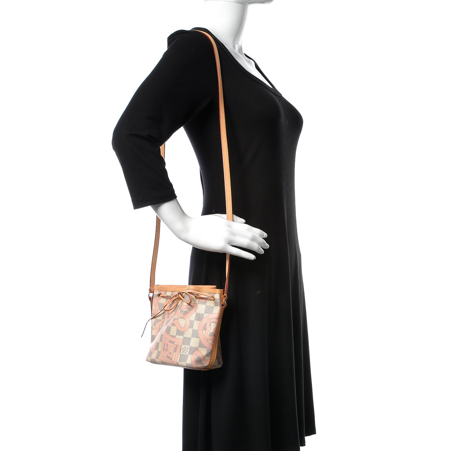 Louis Vuitton Damier Azur Tahitienne Nano Noe Rose Ballerine 2 of 10