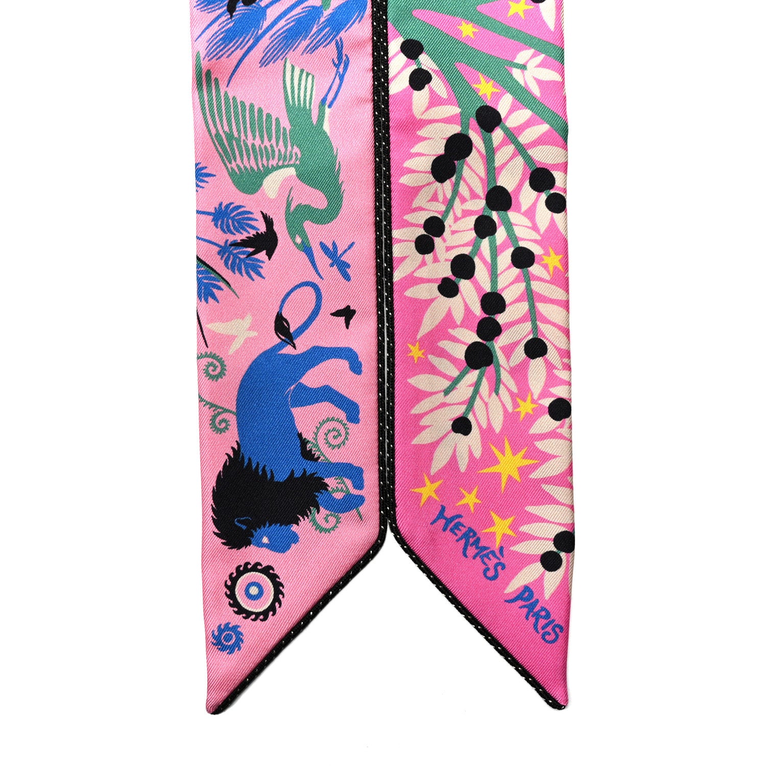 Hermes Silk Sous Le Charme D Orphee Baguette Twilly Rose Bleu Black 3 of 4