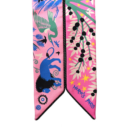 Hermes Silk Sous Le Charme D Orphee Baguette Twilly Rose Bleu Black 3 of 4